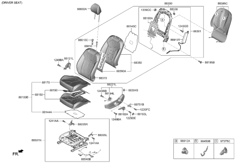 2019 Hyundai Veloster Front Cushion Covering, Left Diagram for 88170-J3110-PMG