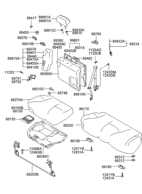 2003 Hyundai Elantra Rear Seat Diagram 1