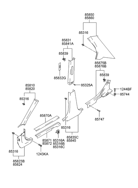 2003 Hyundai Elantra Plug-Trim Mounting Diagram for 85747-29000-ZE