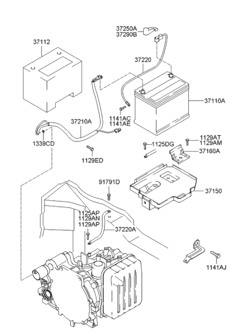 2003 Hyundai Elantra Tray Assembly-Battery Diagram for 37150-2D000