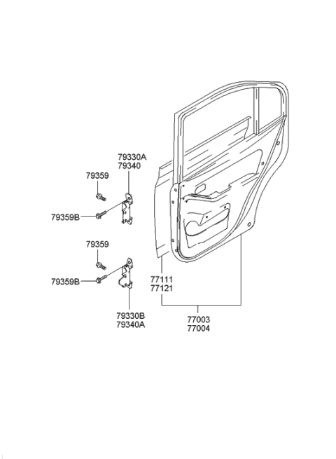 2003 Hyundai Elantra Panel-Rear Door Diagram