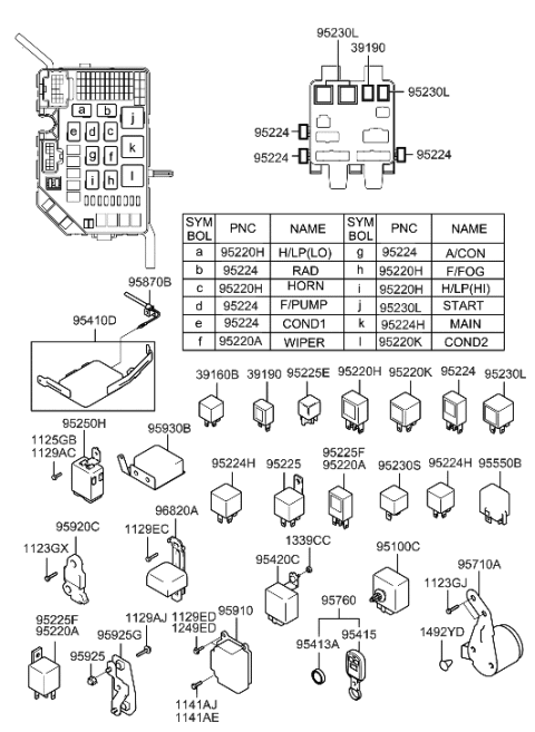 2002 Hyundai Elantra Flasher Module-Turn Signal Diagram for 95550-39000