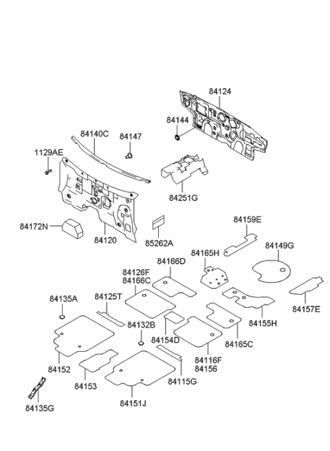 2003 Hyundai Elantra Isolation Pad & Floor Covering Diagram 2