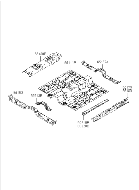 2004 Hyundai Elantra Panel-Center Floor Diagram for 65111-2D010