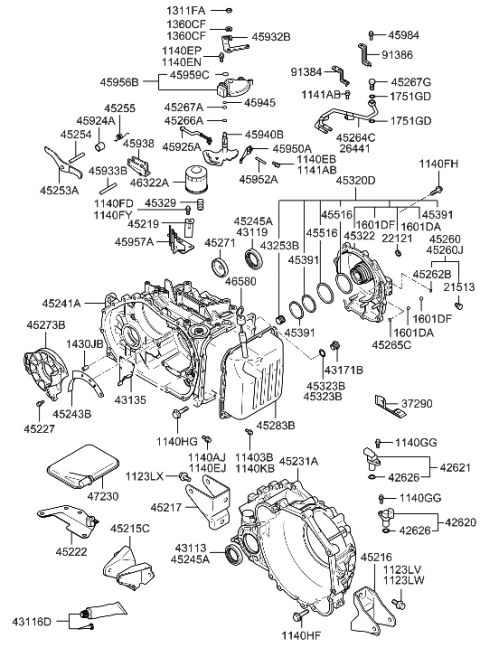 2001 Hyundai Elantra Auto Transmission Case Diagram