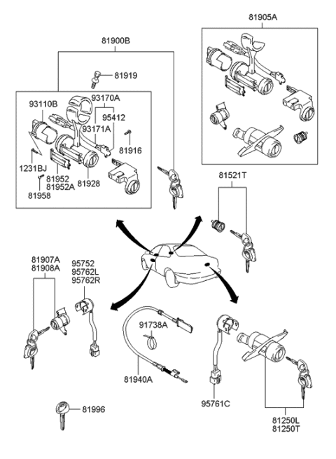 2006 Hyundai Elantra Switch Assembly-Ignition Diagram for 93110-2D000