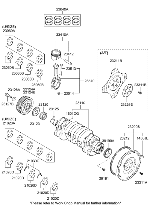 2003 Hyundai Elantra Bearing Pair Set-Crank shaft Diagram for 21020-23260