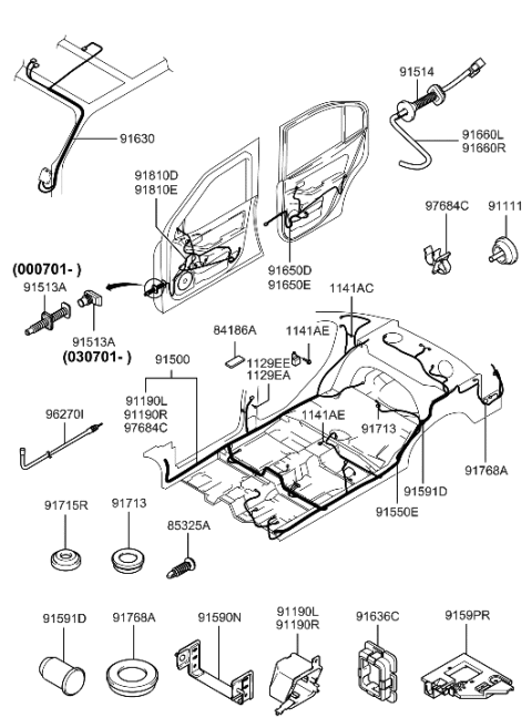 2006 Hyundai Elantra GROMMET-Blank GROMMENT Diagram for 91768-38000