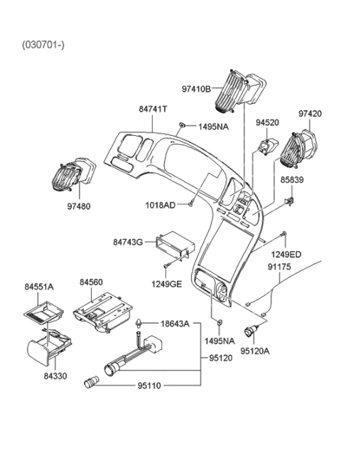 2003 Hyundai Elantra Crash Pad Lower Diagram 2