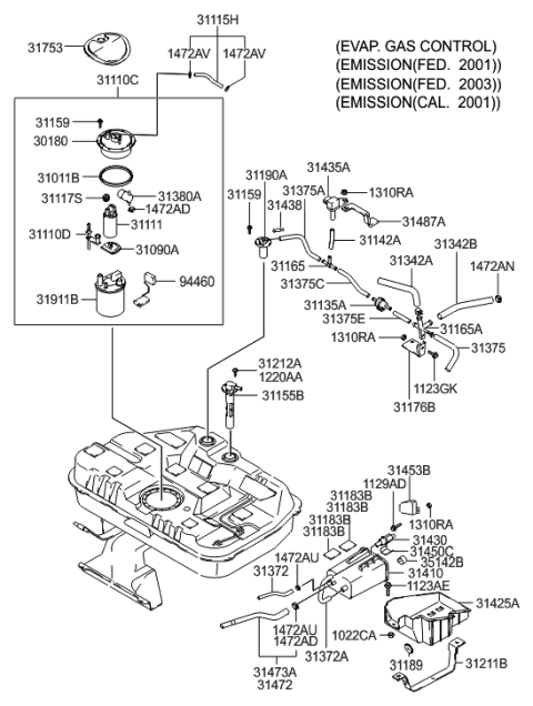 2002 Hyundai Elantra Fuel Tank Diagram 4