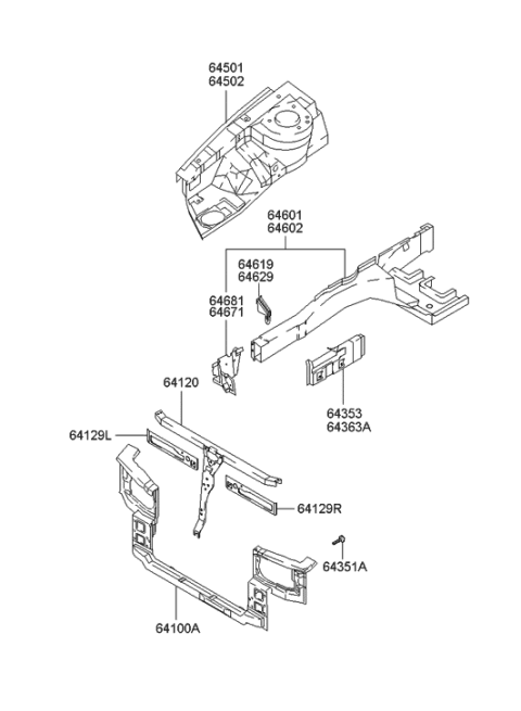 2003 Hyundai Santa Fe Member Assembly-Radiator Support Comp Diagram for 64100-26201
