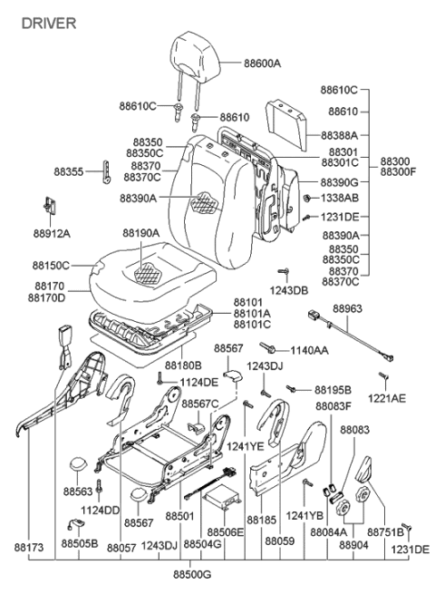2000 Hyundai Santa Fe Screw-Tapping Diagram for 12431-05143
