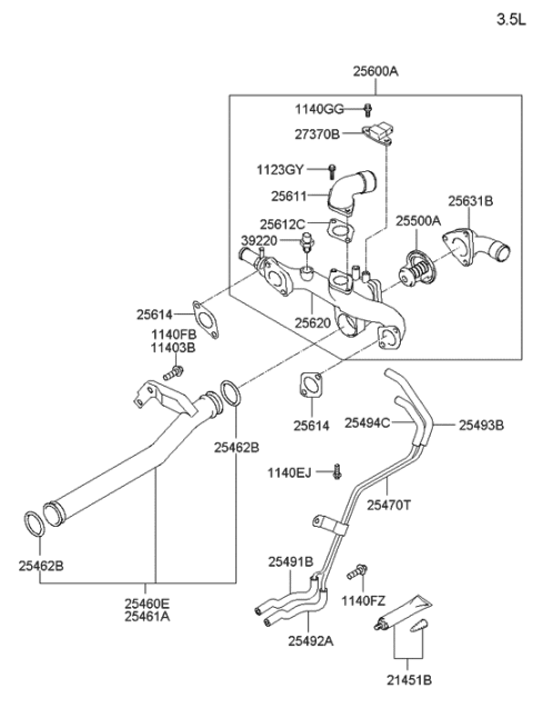 2001 Hyundai Santa Fe Fitting-Water Outlet Diagram for 25611-39000