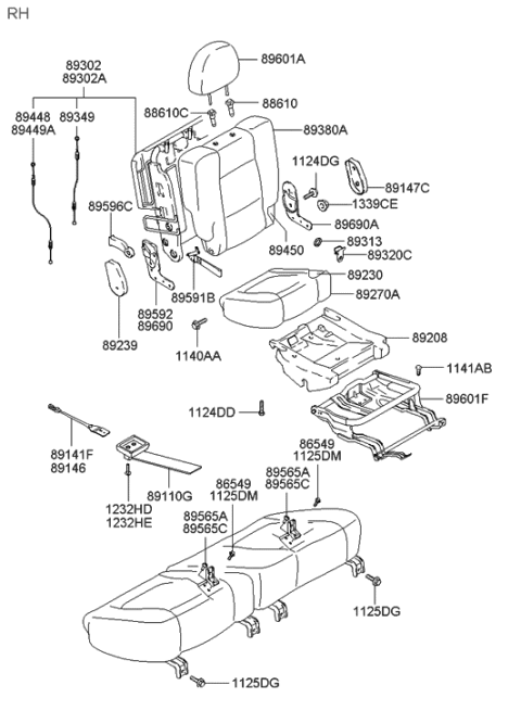 2000 Hyundai Santa Fe Bolt-Washer Assembly Diagram for 11251-12353