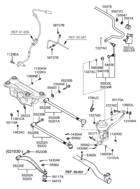 2006 Hyundai Santa Fe Rear Suspension Control Arm Diagram 2
