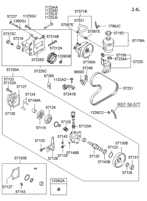 2000 Hyundai Santa Fe Pump Assembly-Power Steering Oil Diagram for 57100-26100