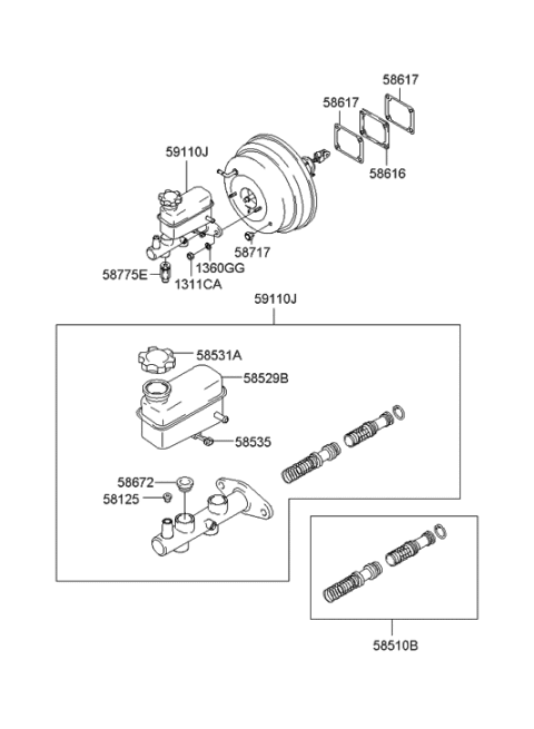2002 Hyundai Santa Fe Cylinder Kit-Brake Master Diagram for 58501-38A10