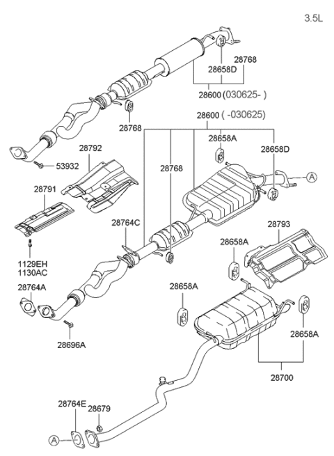 2003 Hyundai Santa Fe Muffler & Exhaust Pipe Diagram 3