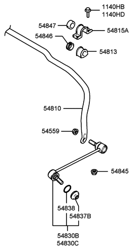 2004 Hyundai Santa Fe Bracket-Stabilizer Bar Diagram for 54815-3A000