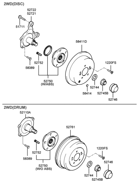 2000 Hyundai Santa Fe Drum Assembly-Rear Brake Diagram for 58329-26000