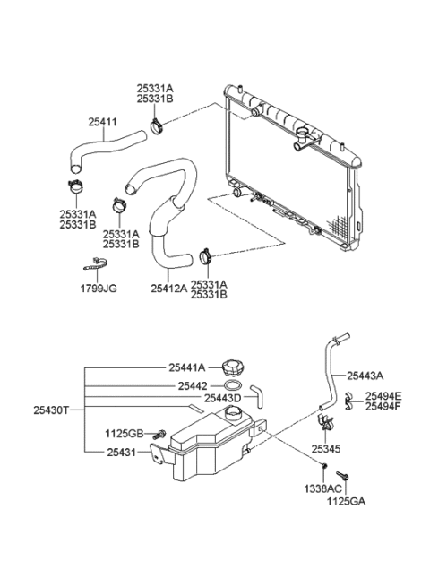 2003 Hyundai Santa Fe Insulator-Radiator Mounting,Lower Diagram for 25336-26000