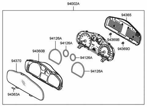2005 Hyundai Santa Fe Cluster Assembly-Instrument(Mph) Diagram for 94001-26740