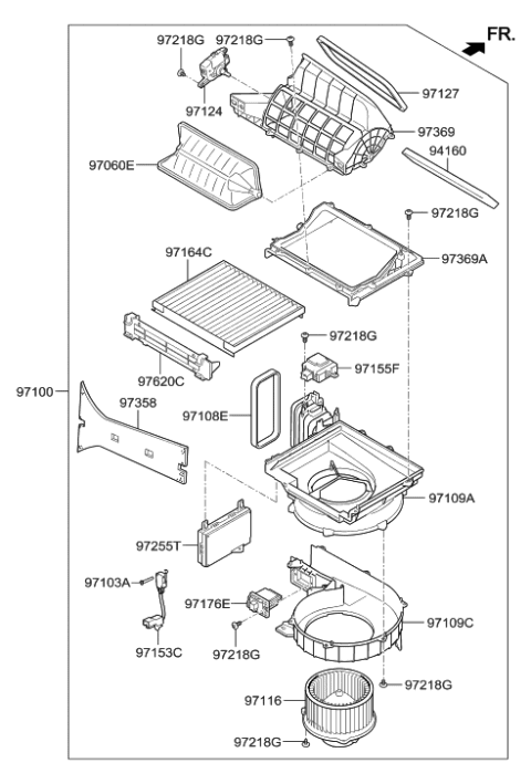 2015 Hyundai Equus Heater System Intake Actuator Assembly Diagram for 97124-3M000