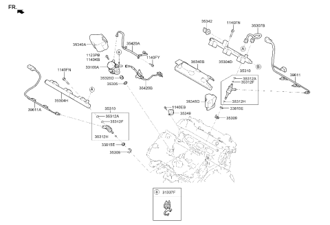 2022 Hyundai Palisade Throttle Body & Injector Diagram