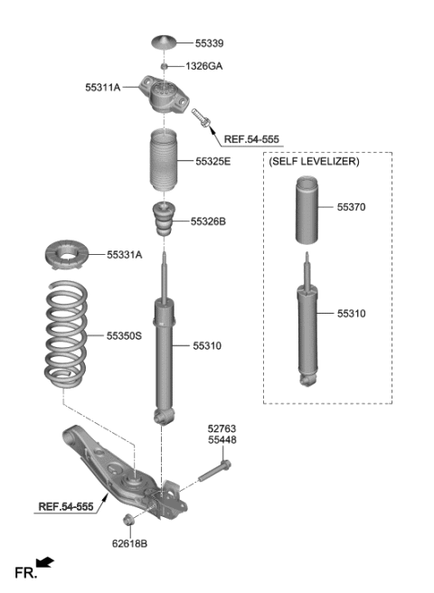 2022 Hyundai Palisade Rear Shock Absorber Assembly Diagram for 55367-S9300