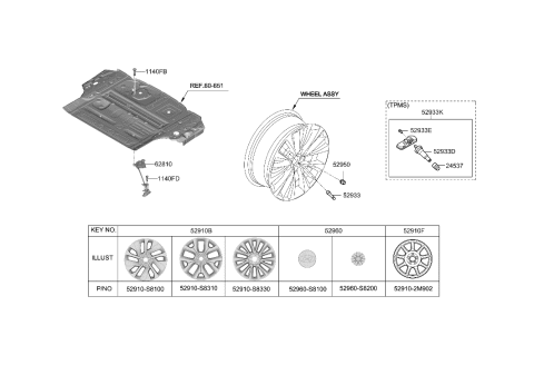 2022 Hyundai Palisade Wheel & Cap Diagram