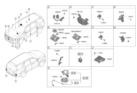 2020 Hyundai Palisade BRKT-BURGLAR Alarm Diagram for 93884-S8000
