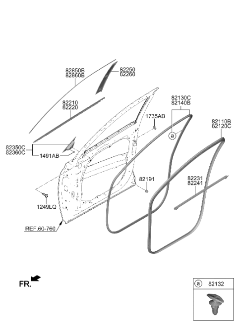2022 Hyundai Palisade Front Door Moulding Diagram