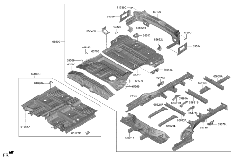 2020 Hyundai Palisade Member Assembly-RR Floor Cross NO. Diagram for 65865-S8000