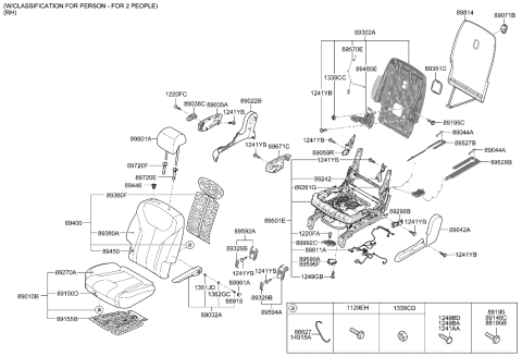 2022 Hyundai Palisade Armrest Assy-Rh Diagram for 89909-S8010-UDW
