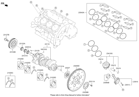 2021 Hyundai Genesis G70 Ring Set-Piston Diagram for 23040-2G410