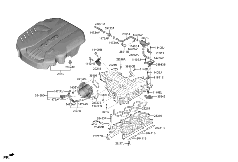 2020 Hyundai Genesis G70 Gasket-Intake Manifold Diagram for 28411-3L100