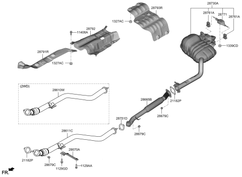 2019 Hyundai Genesis G70 Muffler & Exhaust Pipe Diagram 1