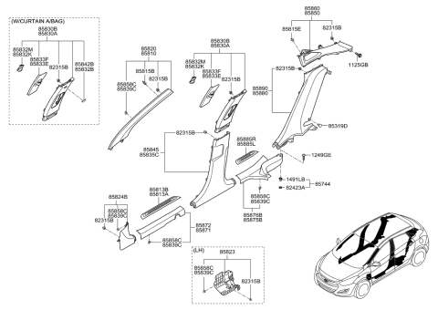 2015 Hyundai Elantra GT Interior Side Trim Diagram