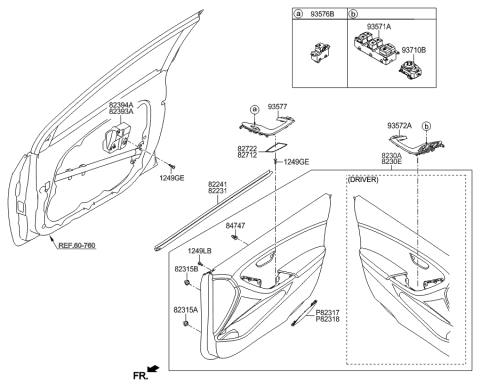 2017 Hyundai Elantra GT Front Door Trim Diagram