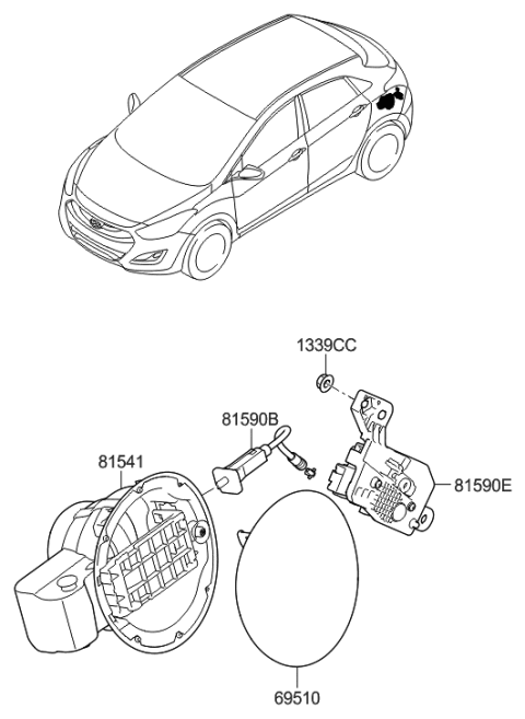 2015 Hyundai Elantra GT Fuel Filler Door Diagram