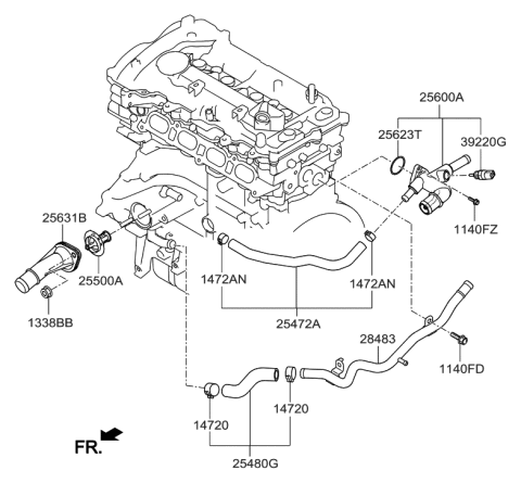 2015 Hyundai Elantra GT Coolant Pipe & Hose Diagram