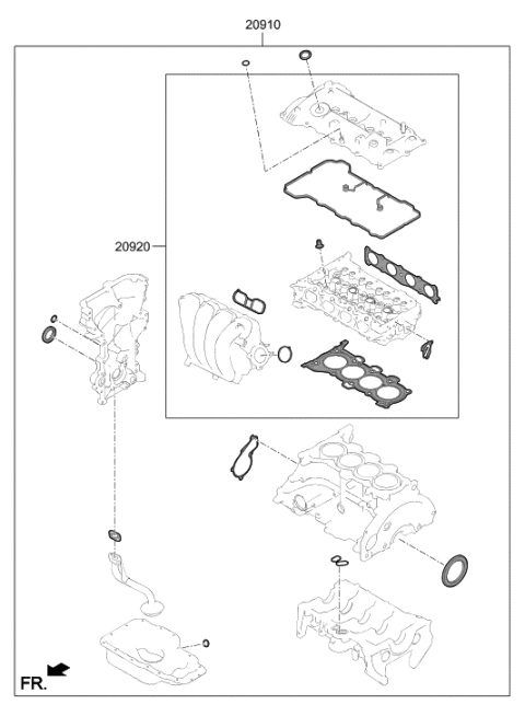 2017 Hyundai Elantra GT Engine Gasket Kit Diagram