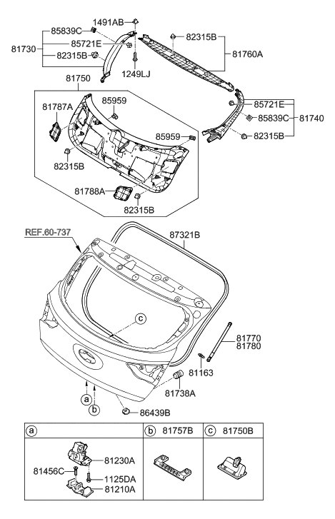 2015 Hyundai Elantra GT Tail Gate Trim Diagram