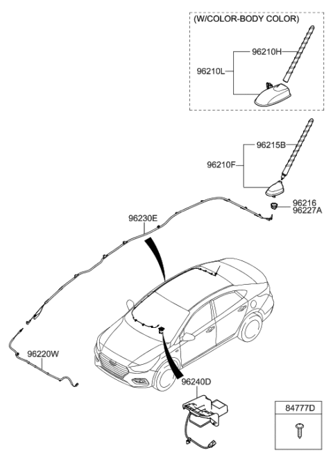 2022 Hyundai Accent Feeder Cable-Antenna Main No.1 Diagram for 96220-J0200