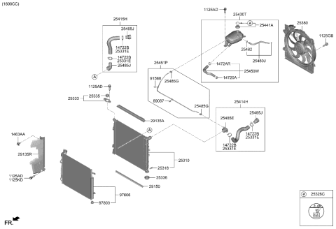 2022 Hyundai Sonata Reservoir Tank Assembly Diagram for 25430-L1500