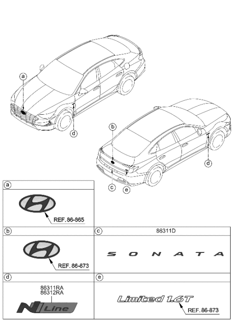 2021 Hyundai Sonata Emblem Diagram