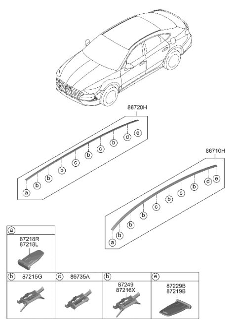 2021 Hyundai Sonata Roof Garnish & Rear Spoiler Diagram