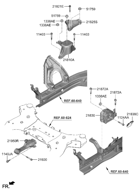 2021 Hyundai Sonata Engine & Transaxle Mounting Diagram 1