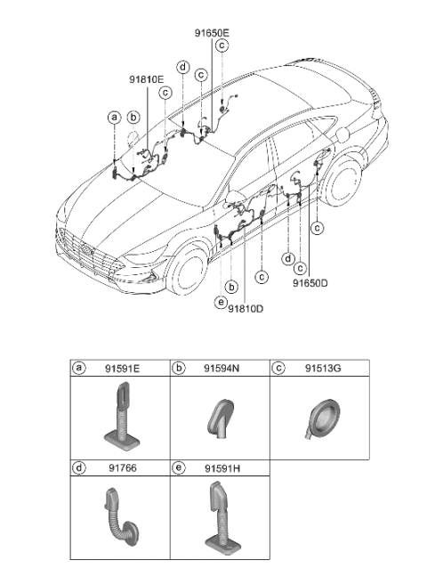 2021 Hyundai Ioniq Grommet-Rear Door Diagram for 91981-J9010