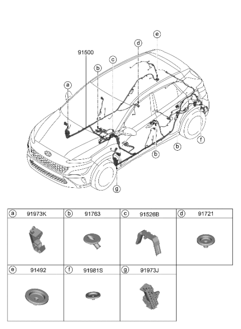 2023 Hyundai Kona WIRING ASSY-FLOOR Diagram for 91300-J9710